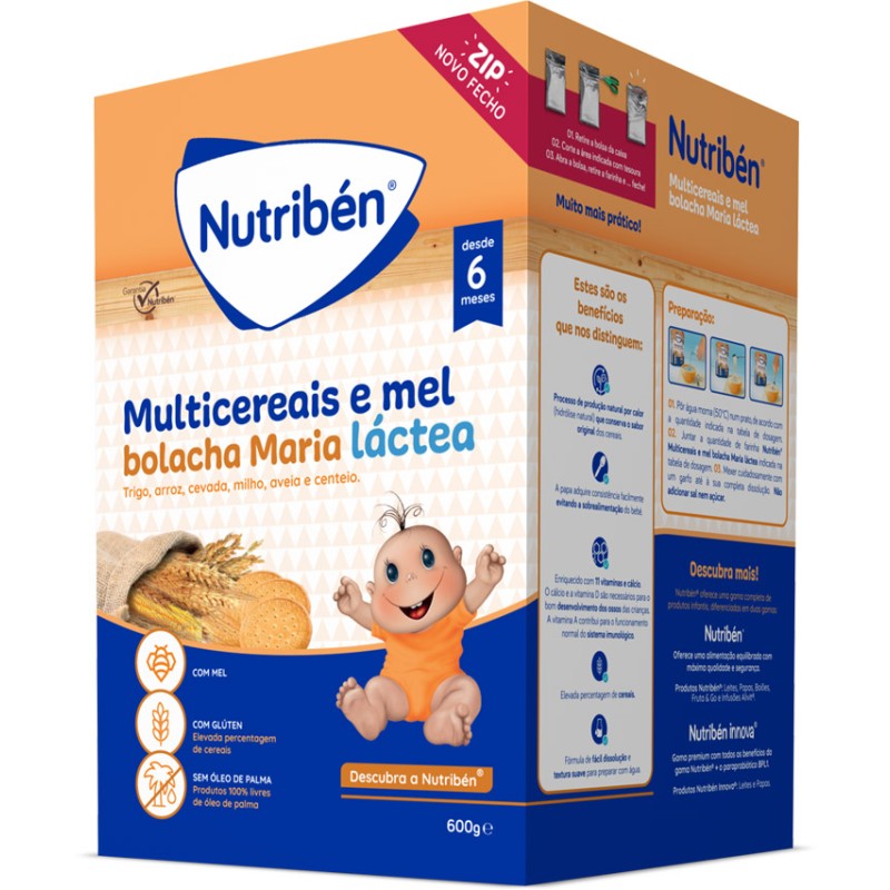 Nutribén Farinha Láctea Multicereais Mel e Bolacha Maria 600g