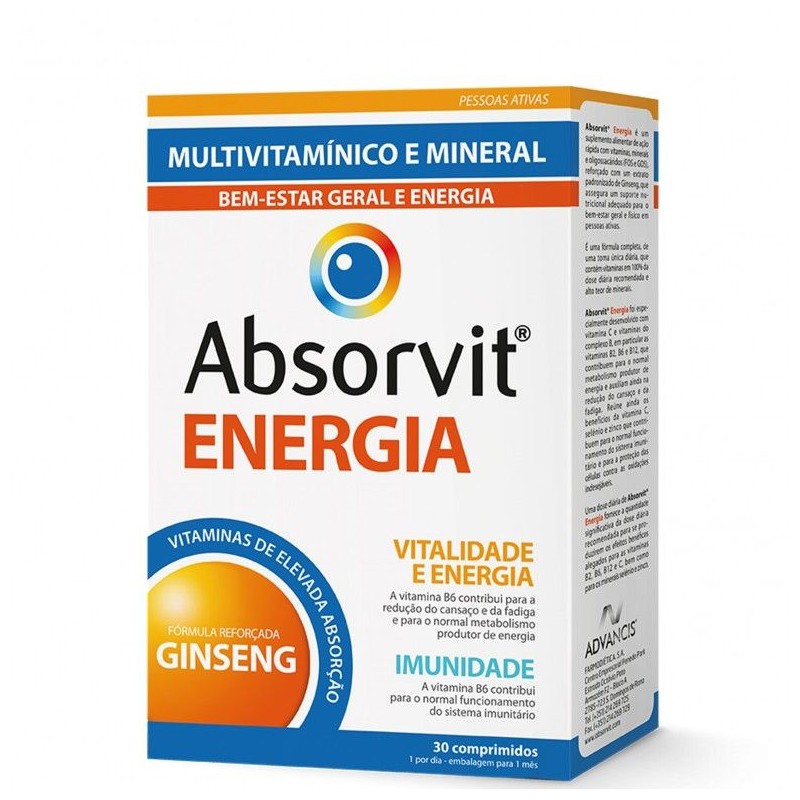 Absorvit Energia 30 Comprimidos