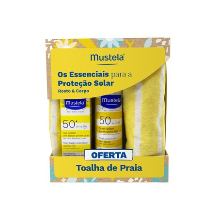 Mustela Bebé Essenciais para a Proteção Solar Corpo e Rosto OFERTA Toalha de Praia