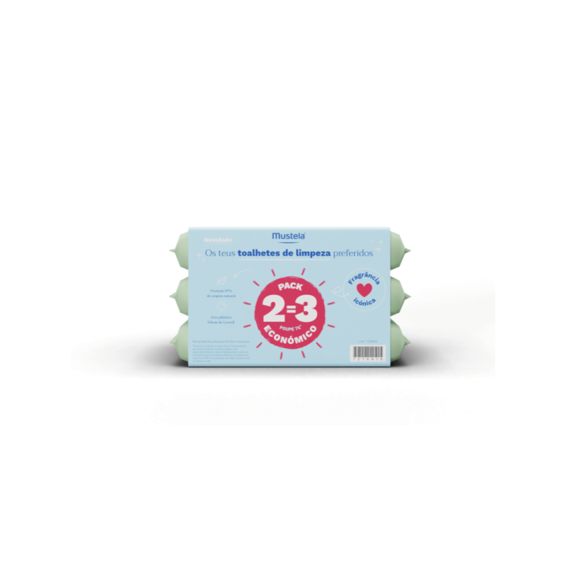 Mustela Toalhetes de Limpeza sem Perfume Pack 2+1