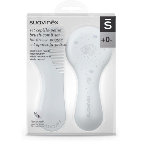 Suavinex Escova e Pente Azul +0M – Conjunto de Cuidado do Cabelo do Bebé