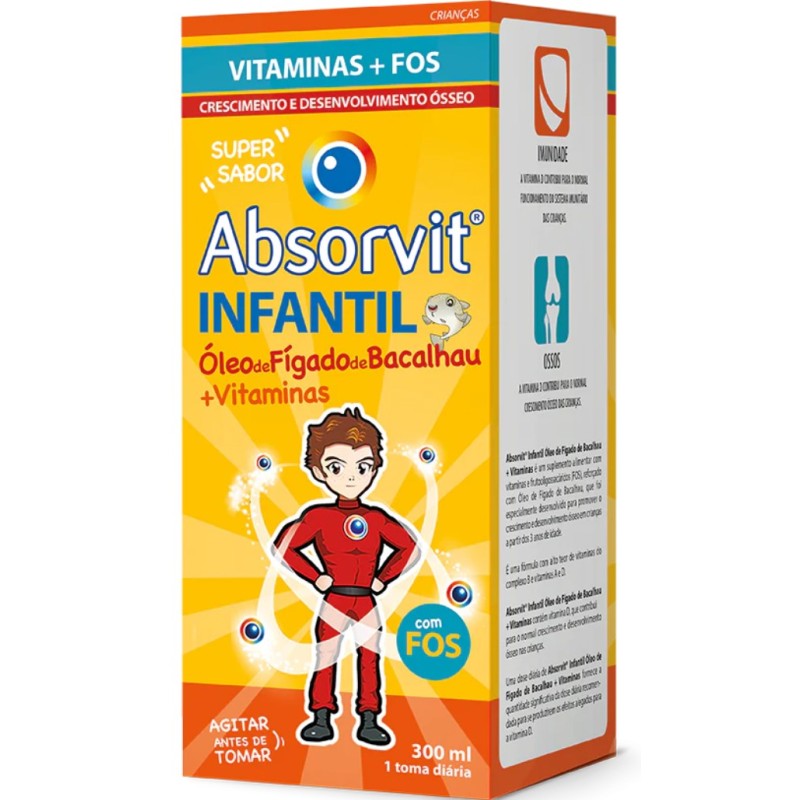 Absorvit Infantil Óleo de Figado de Bacalhau +Vitaminas - Emulsão 300mL