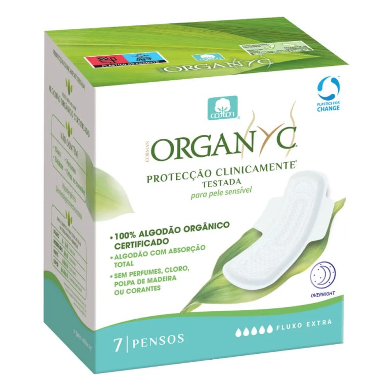Organyc Penso Higiénico Fluxo Extra (Overnight) Máxima Cobertura