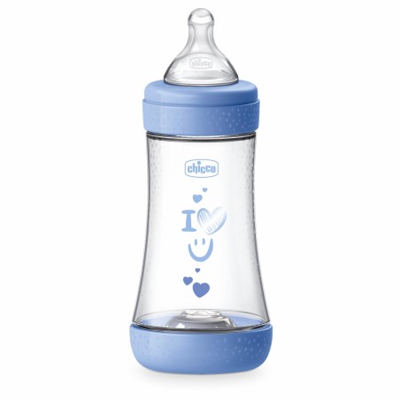 Chicco Biberão Perfect 5 Fluxo Médio 2M+ Silicone Azul 240ml