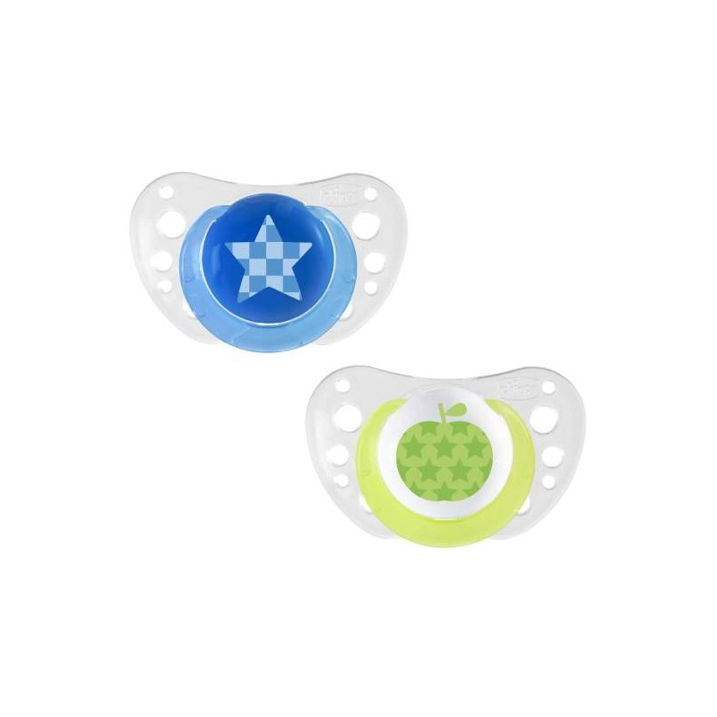 Chicco Chupeta Physio Air Silicone Azul 6-12M (X 2Unidades)