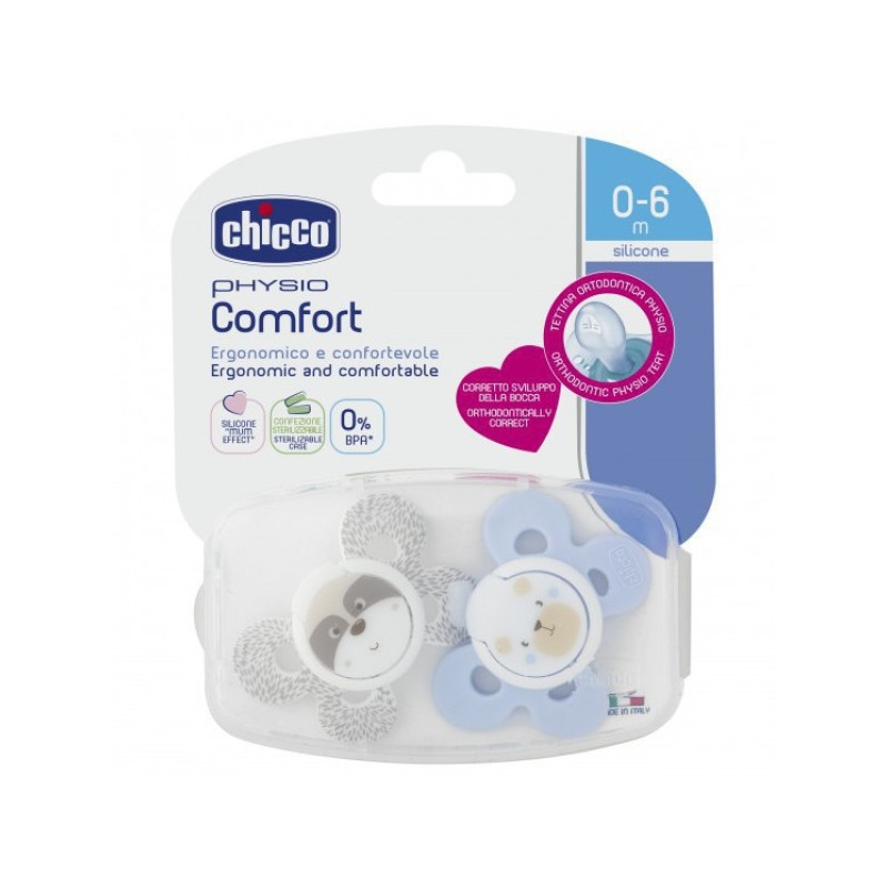 Chicco Chupetas Physio Comfort Menino 0-6M (X2 Unidades)