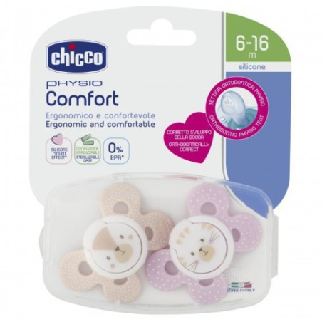 Chicco Chupetas Physio Comfort Menina 6-16M (X2 Unidades)