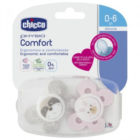 Chicco Chupetas Physio Comfort Menina 0-6M (X2 Unidades)