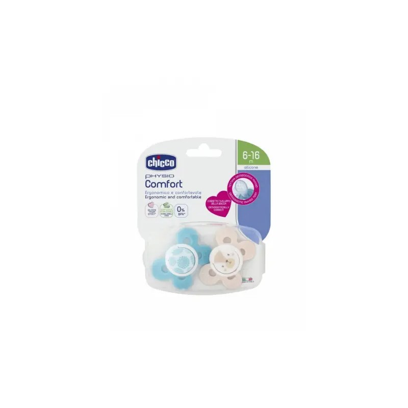 Chicco Chupetas Physio Comfort Menino 6-16M (X2 Unidades)