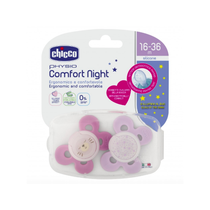 Chicco Chupeta Silicone Physio Comfort Night Menina 16-36M