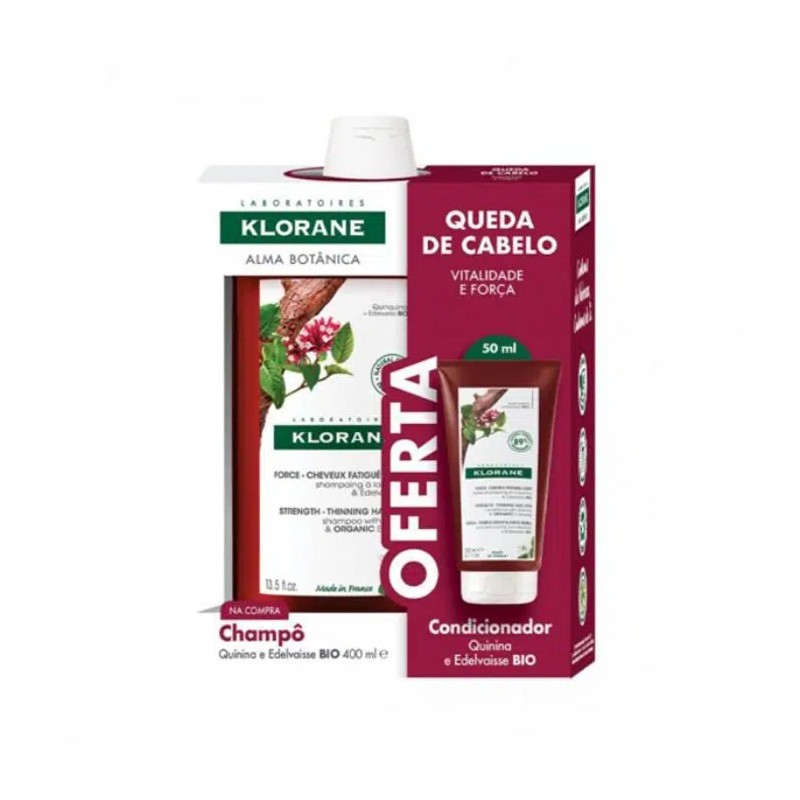 Klorane Capilar Champô Quinina e Edelvaisse Bio 400ml + Oferta Condicionador 50ml