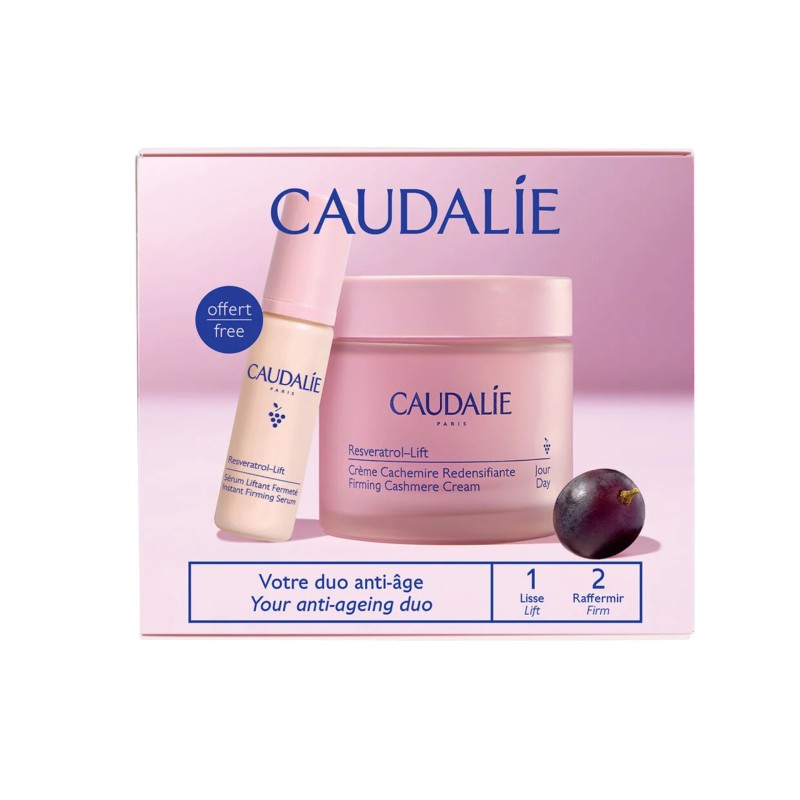 Caudalie Coffret Resveratrol-Lift Creme Caxemira 50ml + Sérum Firmeza 10ml – Firmeza e Redensificação da Pele
