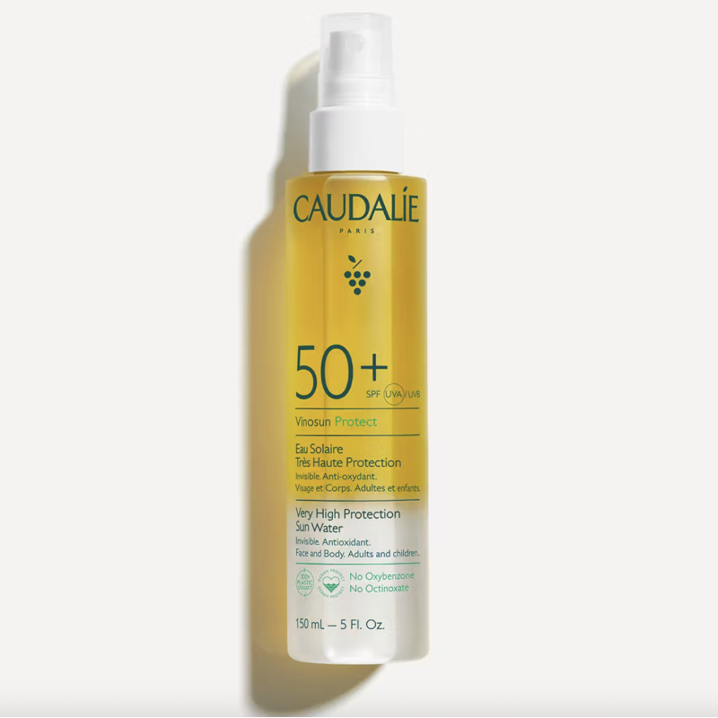Caudalie Vinosun Protect Água Solar SPF50+ 150ml – Proteção Solar Elevada e Refrescante para Rosto e Corpo