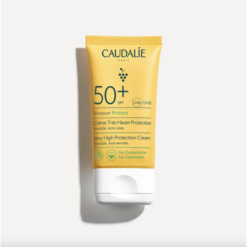 Caudalie Vinosun Protect Creme Solar Rosto SPF50 50ml – Proteção UVA/UVB e Hidratação Antioxidante