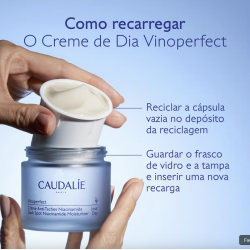 Caudalie Vinoperfect Creme de Dia Antimanchas Niacinamida Recarga 50ml – Pele Uniforme e Luminosidade Renovada