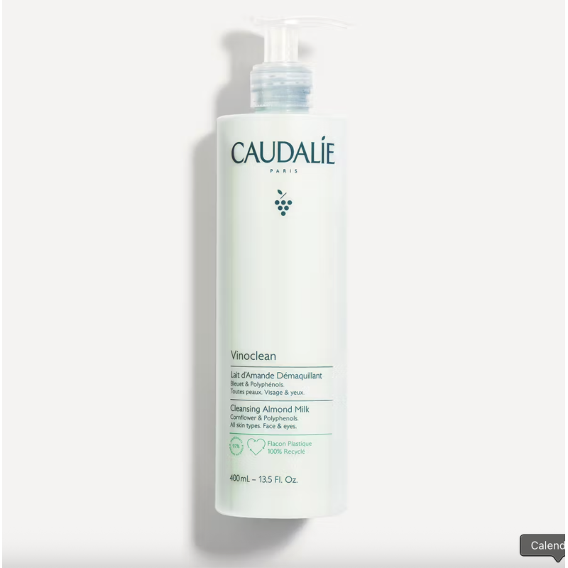 Caudalie Vinoclean Leite de Amêndoas Desmaquilhante 400ml – Limpeza Suave e Nutritiva para Todos os Tipos de Pele