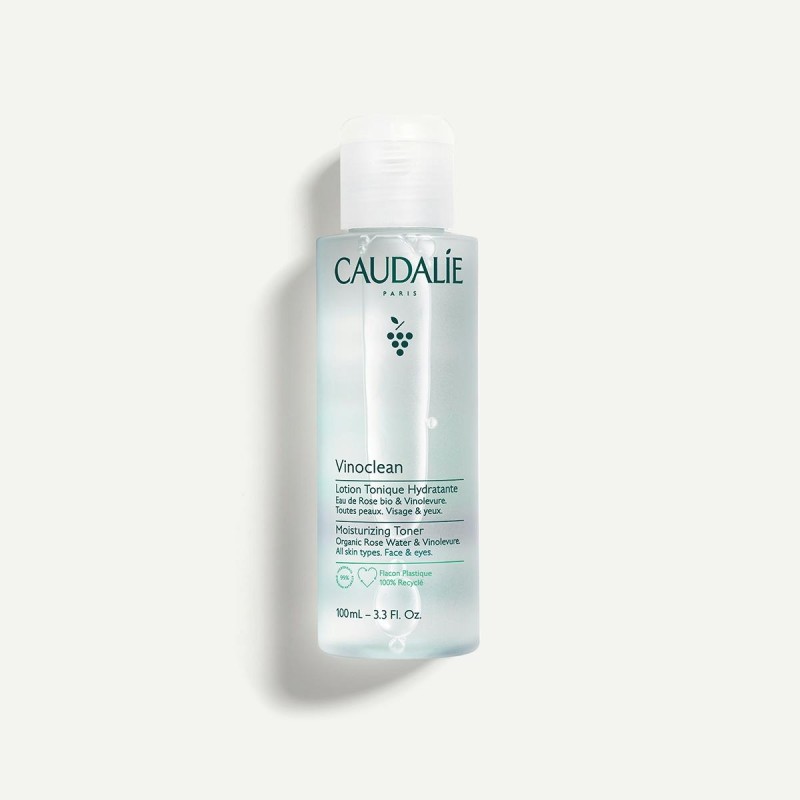 Caudalie Vinoclean Loção Tónica Hidratante 100ml – Tónico Suave para Limpeza e Luminosidade da Pele