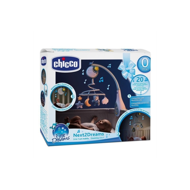Chicco Móbile Next2Dreams Azul | Móbile Musical com Luz e Projeção para Berço