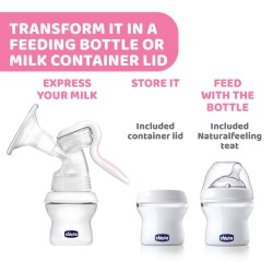 Chicco Bomba Tira-Leite Manual NaturalFeeling – Extração Suave e Confortável, Inspirada na Sucção Natural do Bebé