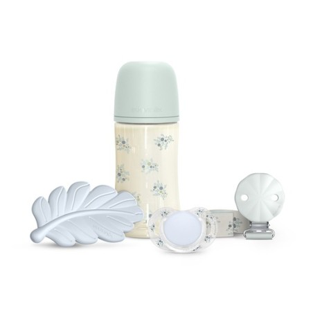 Suavinex Conjunto de Oferta Poetry Azul – Biberão 270 ml, Chupeta SX Pro, Mordedor e Prendedor