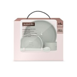 Suavinex Loiça Silicone Soft Flex Verde +4M – Conjunto de Refeição Flexível e Antiderrapante