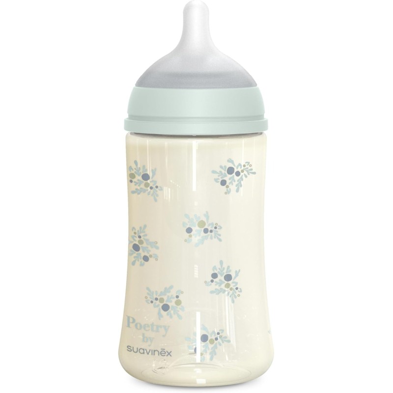 Suavinex Biberão 270ml Poetry – Tetina Silicone Redonda Fluxo Médio Anticólicas