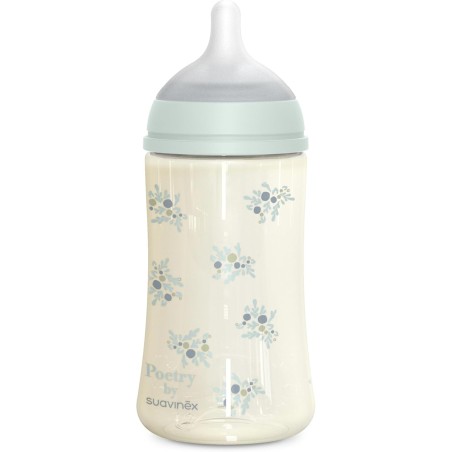 Suavinex Biberão 270ml Poetry – Tetina Silicone Redonda Fluxo Médio Anticólicas