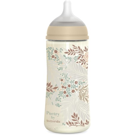 Suavinex Biberão 360ml Poetry – Tetina Silicone Redonda Fluxo Denso Anticólicas