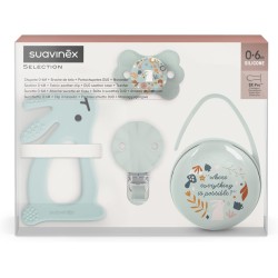 Suavinex Set Presente Wonderland Verde – Chupeta 0-6m + Corrente de Chupeta + Mordedor + Porta-Chupetas