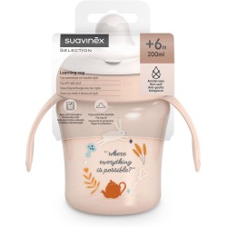 Suavinex Copo de Aprendizagem Wonderland Rosa +6M – Copo 200 ml com Asas e Bico Anti-derrame