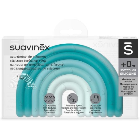 Suavinex Mordedor Arco-Íris Silicone +0M – Mordedor Sensorial Suave para Bebé