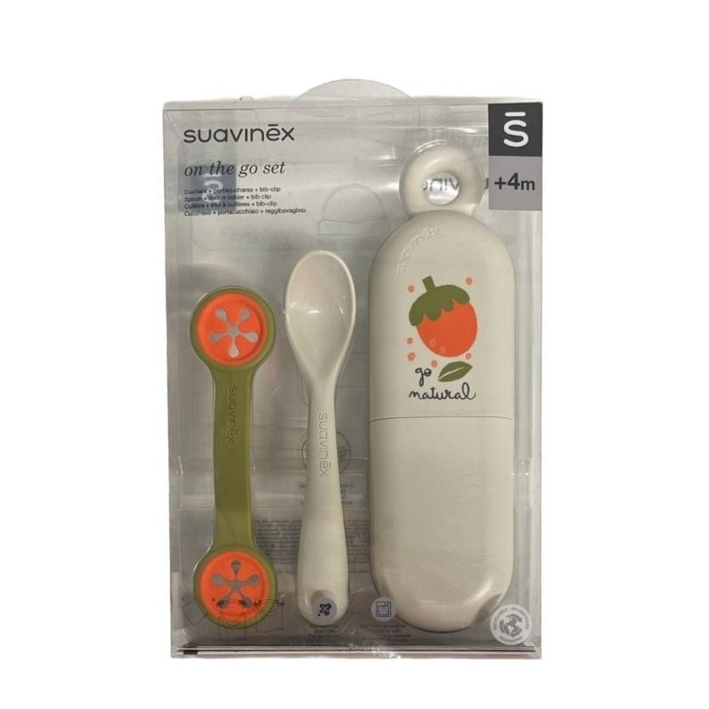 Suavinex Porta-Colheres com Colher + Clip para Babete – Kit de Alimentação Prático