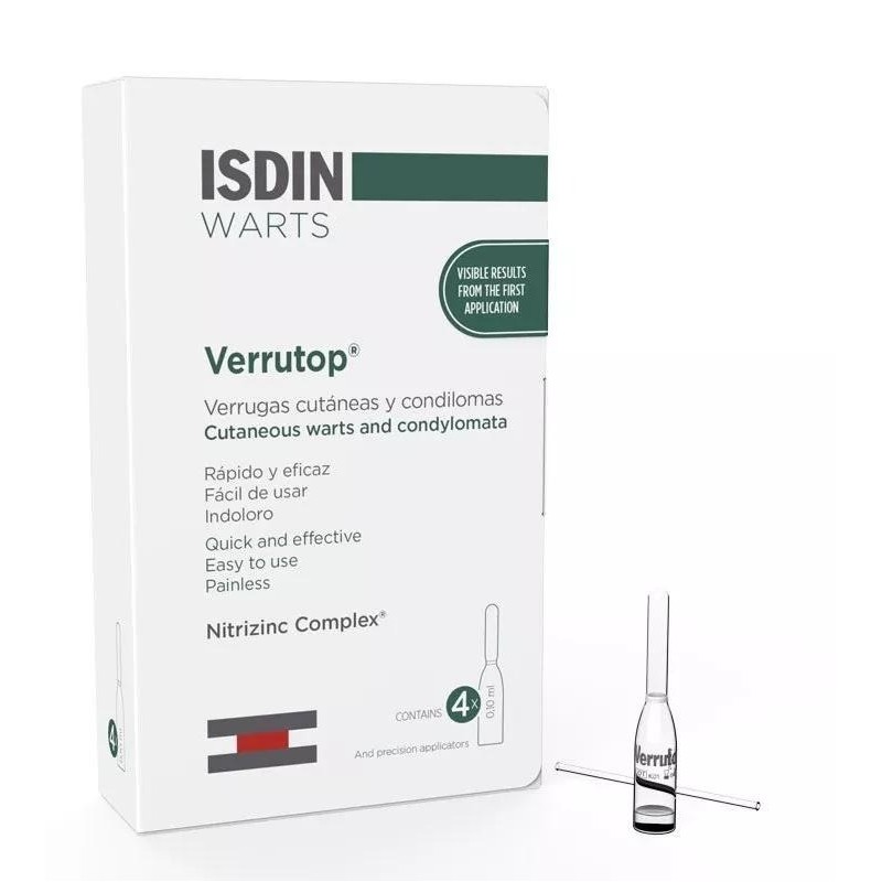 Isdin Warts Verrutop Ampolas x4 + Aplicador – Tratamento de Verrugas