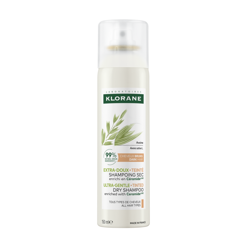 Klorane Champô Seco Aveia e Ceramidas com Cor 50 ml – Limpeza Rápida e Nutrição Capilar