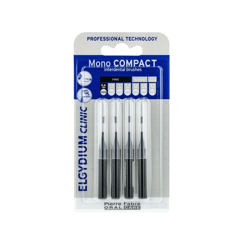 Elgydium Clinic Escovilhão Mono Compact Preto – Pack 4 Unidades para Limpeza Interdental