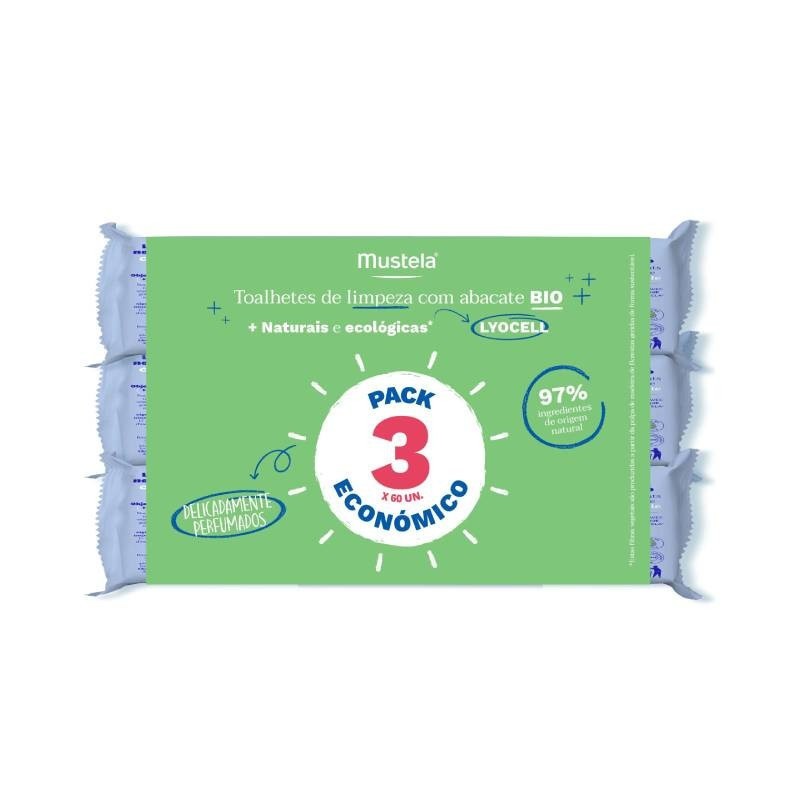Mustela Bebé Toalhitas de Limpeza com Abacate - 3×60 unidades