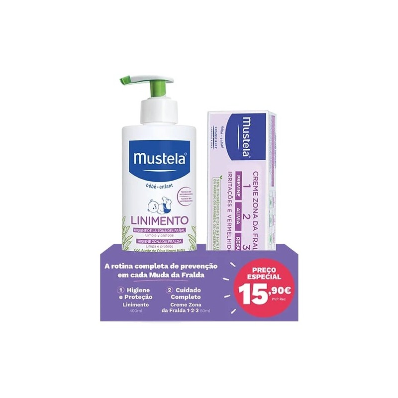 Mustela Linimento - 400ml + Mustela Creme Muda da Fralda 123 - 50ml