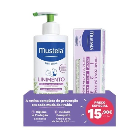 Mustela Linimento - 400ml + Mustela Creme Muda da Fralda 123 - 50ml