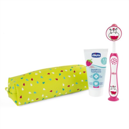 Chicco Conjunto Higiene Oral Hipopótamo Rosa 3-6A