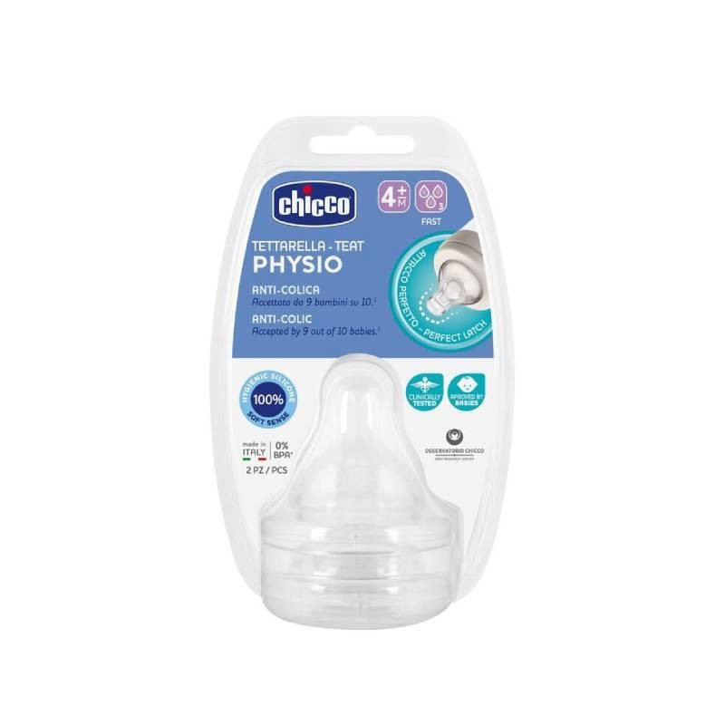 Chicco Physio Tetina Silicone Fluxo Rápido 4M+ (X 2Unidades)