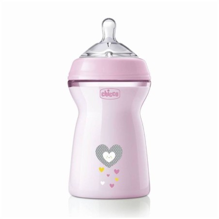Chicco Biberão NaturalFeeling Girl +6M 330ml – Tetina Silicone Fluxo Rápido