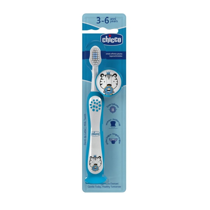 Chicco Escova de Dentes de Leite Tigre Azul 3-6A