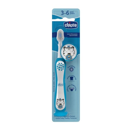 Chicco Escova de Dentes de Leite Tigre Azul 3-6A