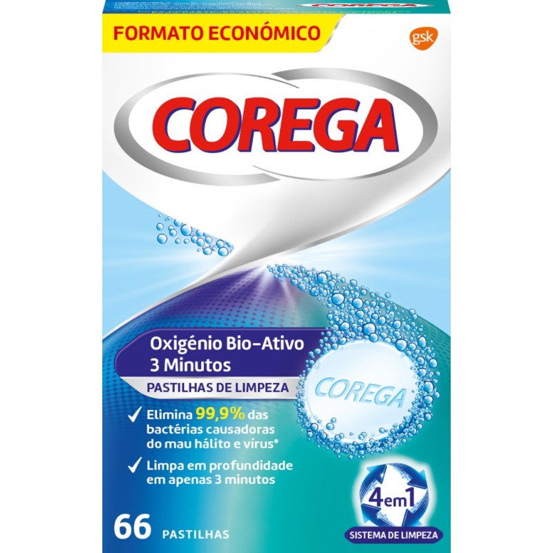 Corega Bio Activo Pastilhas Prótese - 66 Unidades