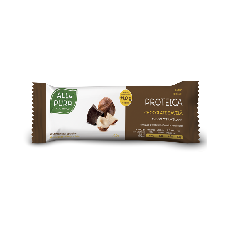 AllPura Barra Proteica Chocolate e Avelã 40g